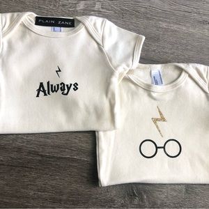Harry Potter Always American Apparel Baby Onesies set of 2 NWT